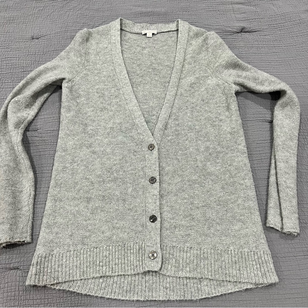 Gap Women's Shimmer Metallic Wool Blend Cardigan Sweater Silver Size Small